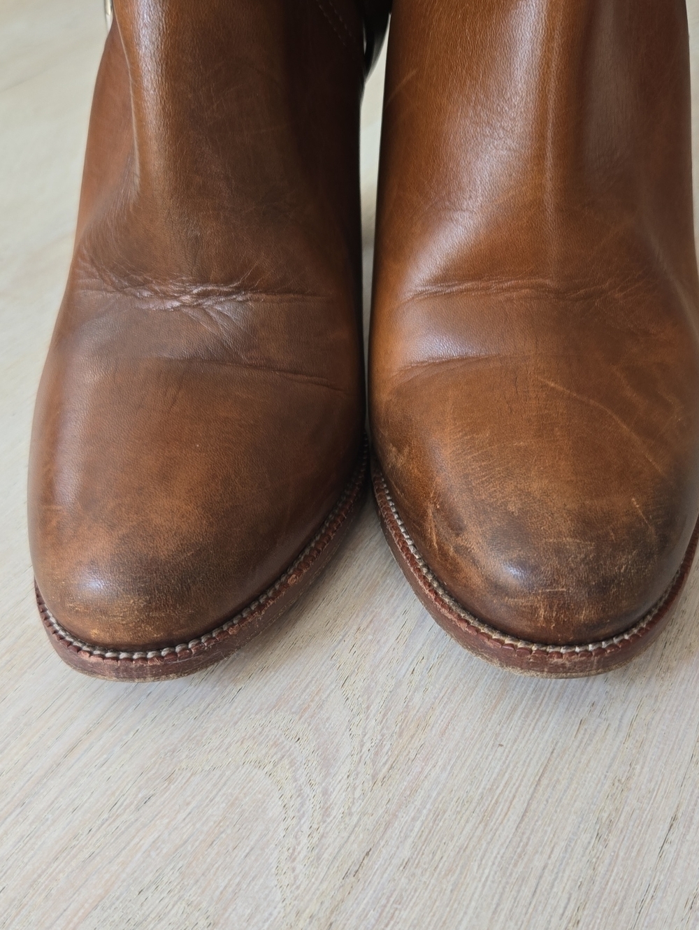 Ralph Lauren Purple Label Equestrian Harness Leather Ankle Booties-Cognac - Picture 9 of 13